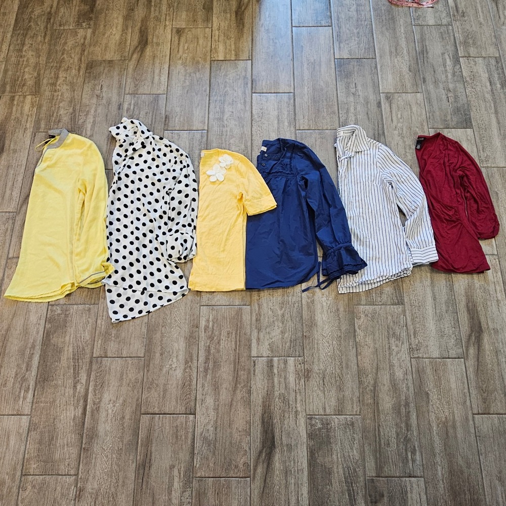 Career Casual Long Sleeve Blouse Lot of 6 Size S SP Office Spring Polka Dot